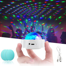 URAQT RGB Mini Disco Ball Light, USB Rechargeable Sound Activated Stag