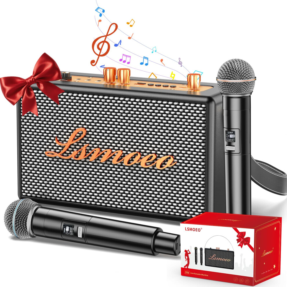 Carudi Karaoke Machine For Adults,2 Wireless Microphones For Karaoke Speaker,