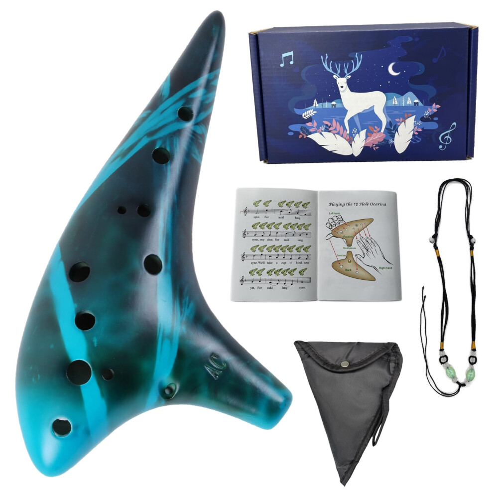 Mulucky Ocarina 12 Hole Alto C Smokey Straw Fired Ceramic Ocarina With