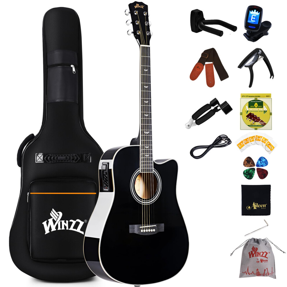 Winzz 4/4 Electro-Acoustic Guitar, Western Guitar Set For Adults And B