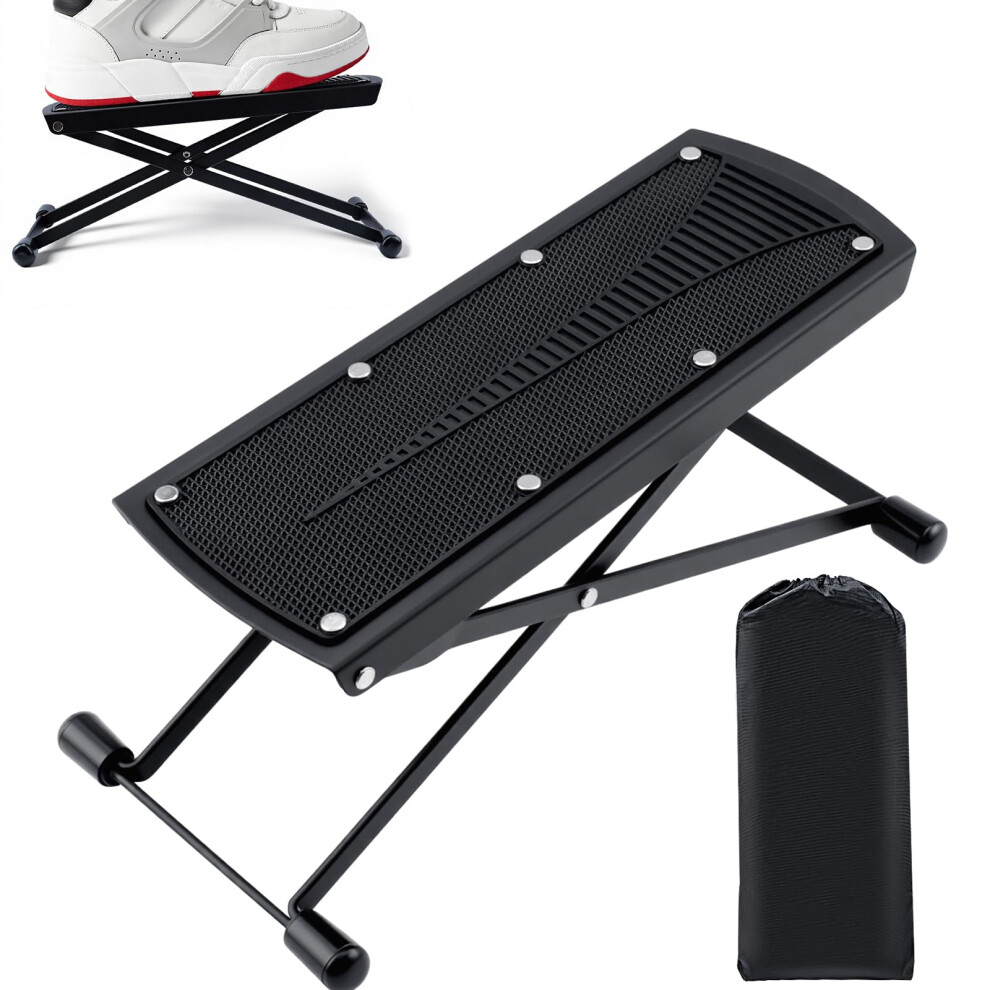 K Kasonic Adjustable Guitar Footstool With Carry Pouch, 6-Position Fol