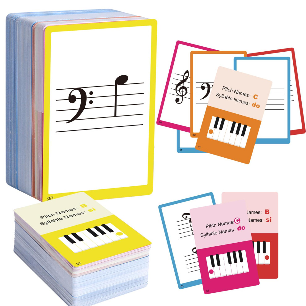 Jycste Music Flash Cards, 104 Piano Flash Cards - Basic Music Symbols,Staff N
