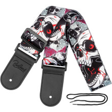 BestSounds Skull Guitar Strap - Adjustable Polyester Guitar Strap for Bass, Electric & Acoustic Guitars (Skull Black)