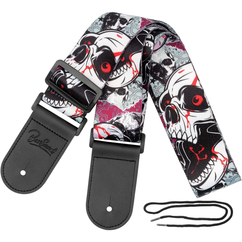 Bestsounds Skull Guitar Strap - Adjustable Polyester Guitar Strap For