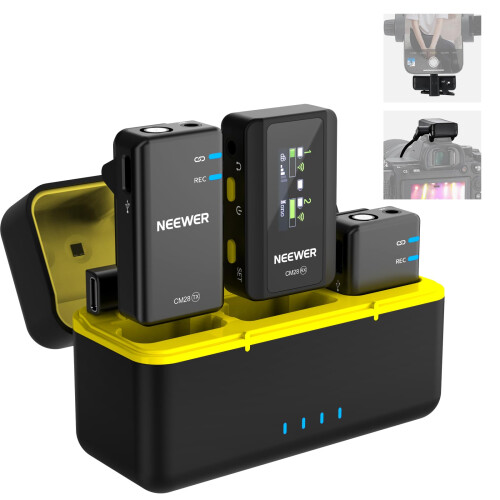 Neewer NEEWER CM28 (1 RX + 2 TX + Charging Case), Wireless Lavalier Microphon