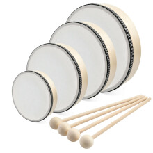 4 Sizes Wooden Hand Drum Set,Wood Frame Drums with Drum Sticks,6/7/8/10 In