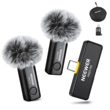 NEEWER Lavalier Wireless Microphone System, 1x USB C Receiver with OTG Adapter &