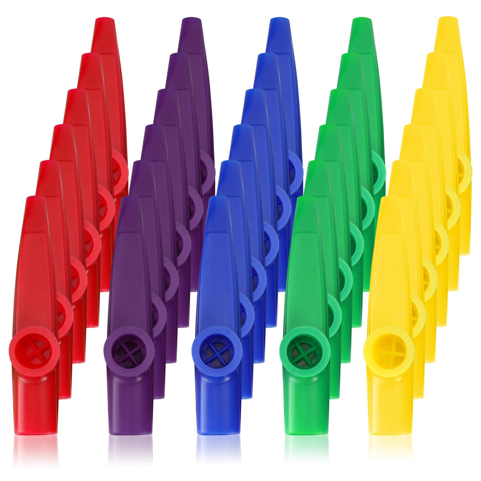 Aramanara 30 Pcs Plastic Kazoo Multipack, Colored Kazoos Musical Instr