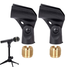 2PCS Microphone Clip Mic Holder, Black, Adjustable with 5/8" to 3/8"