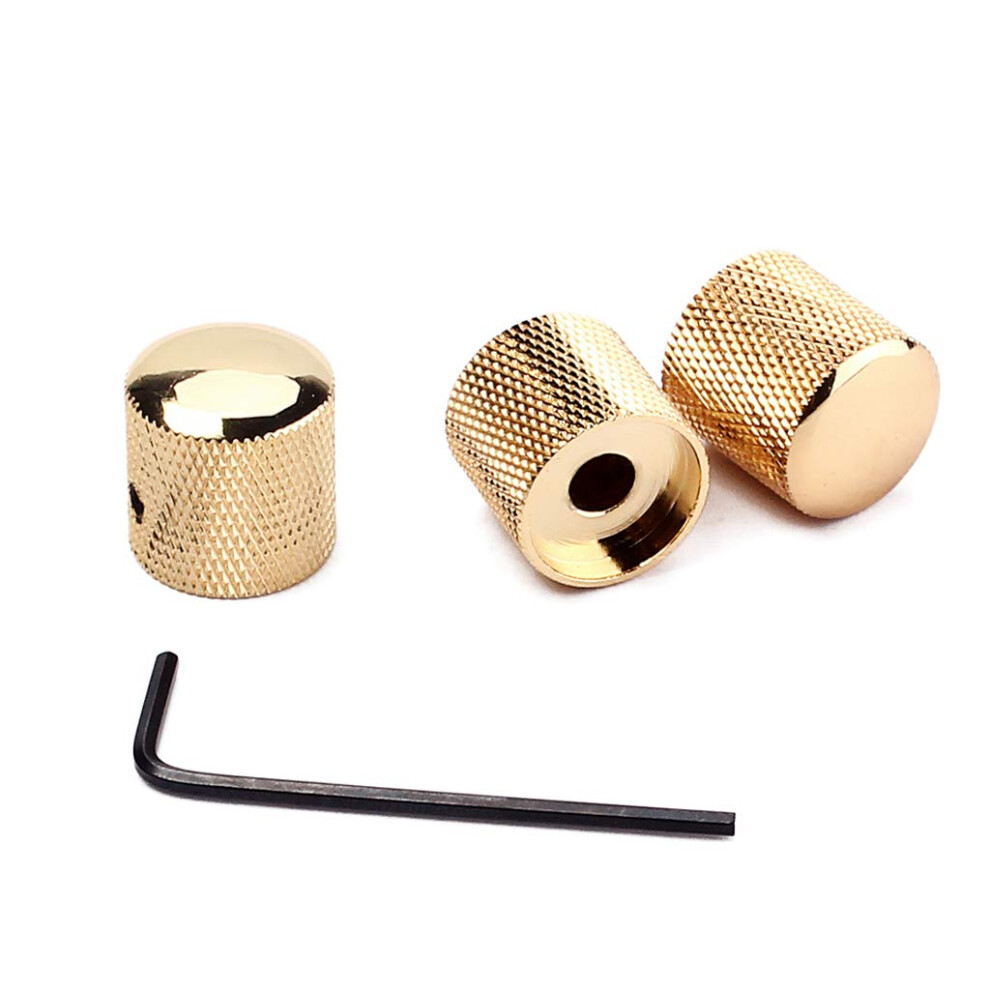 Alnicov 3Pcs Guitar Knobs Metal Dome Knurled Barrel For Electric Guita