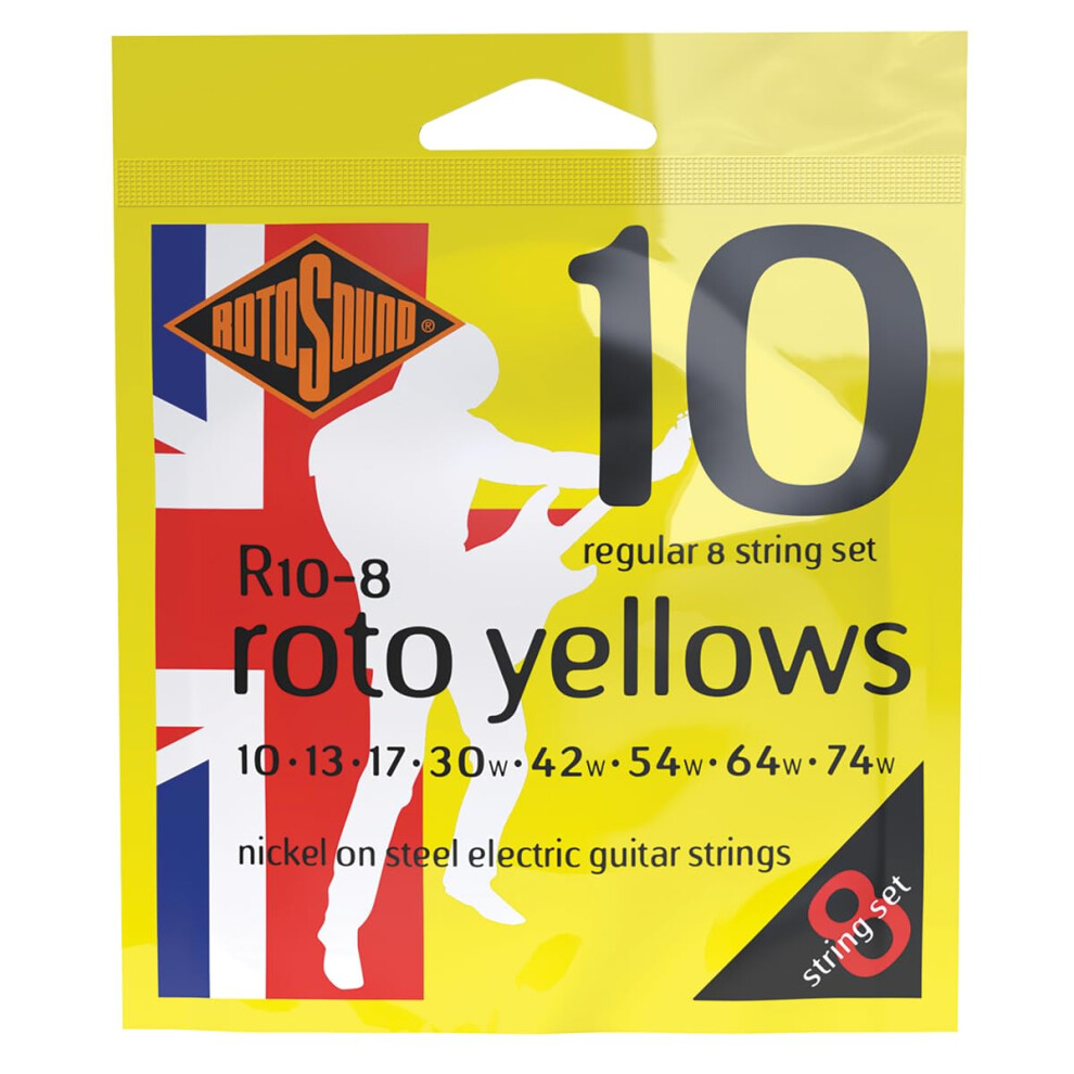 Rotosound Strings For E‑Guitar Roto Nickel Plated 8‑String Yellows R10