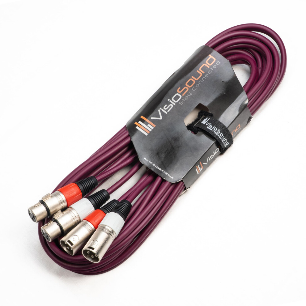 Visiosound 2 X Male Xlr To 2 X Female Xlr Balanced Microphone Twin Lea