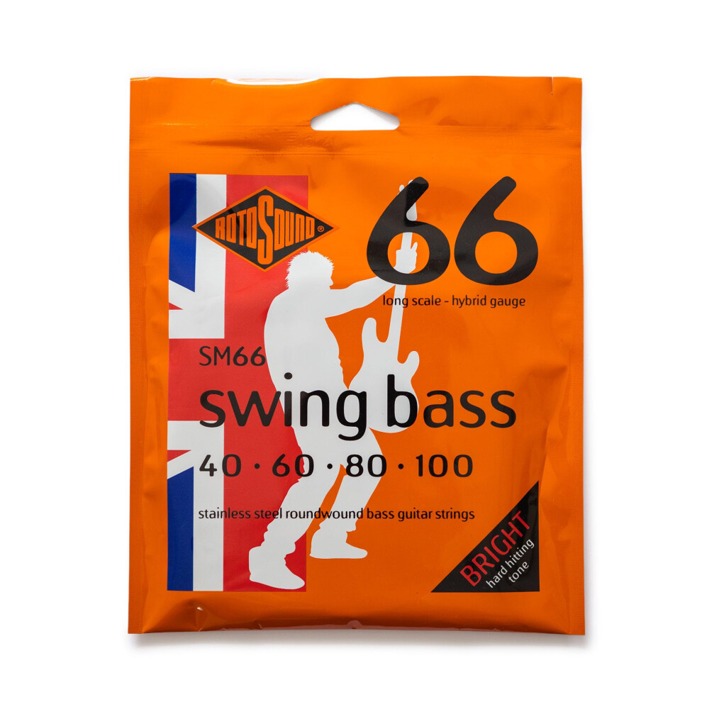 Rotosound Sm66 Stainless Steel Hybrid Gauge Roundwound Bass Strings (4