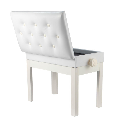 Piano Bench with Storage, Adjustable Heightl , PU Leather Padded White