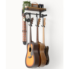 VINCOURNA Guitar Wall Mount, 3 Guitar Wall Hanger with Large Shelf