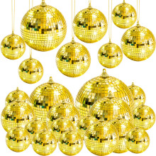 Kepfire 17 Pcs Gold Mirror Disco Ball Decorations for Disco Party