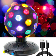 6 Inches Disco Ball Light Adjustable Rotating Speed and Brightness Party Lights Strobe Lamp Stage Light with USB Cable for Birthday Gathering Xmas Dé