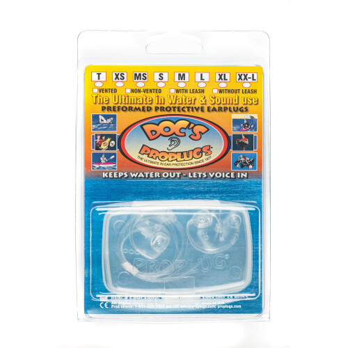 Doc's Pro Plugs DFFL5 Medium Vented Pro Ear Plugs with Leash, Clear