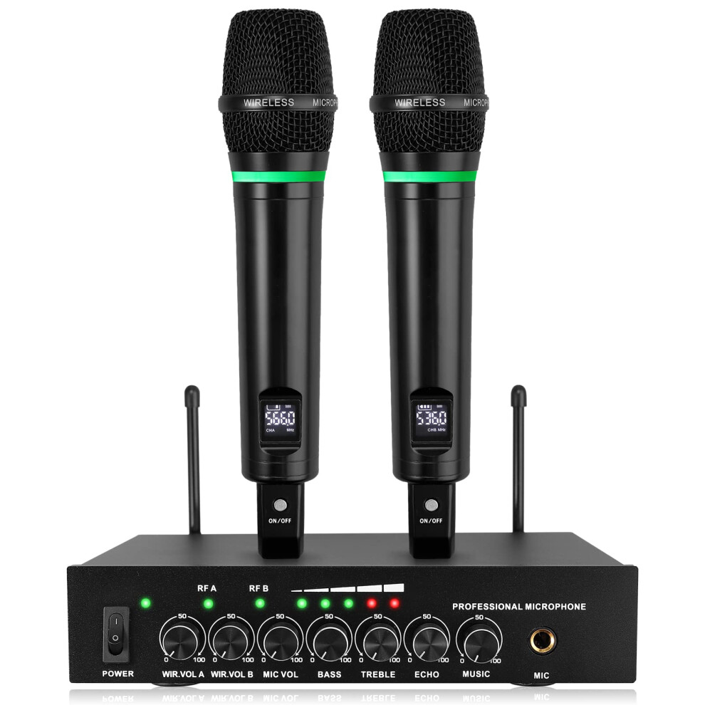 Linkfor Uhf Wireless Microphone System - Rechargeable Dual Channel Wit
