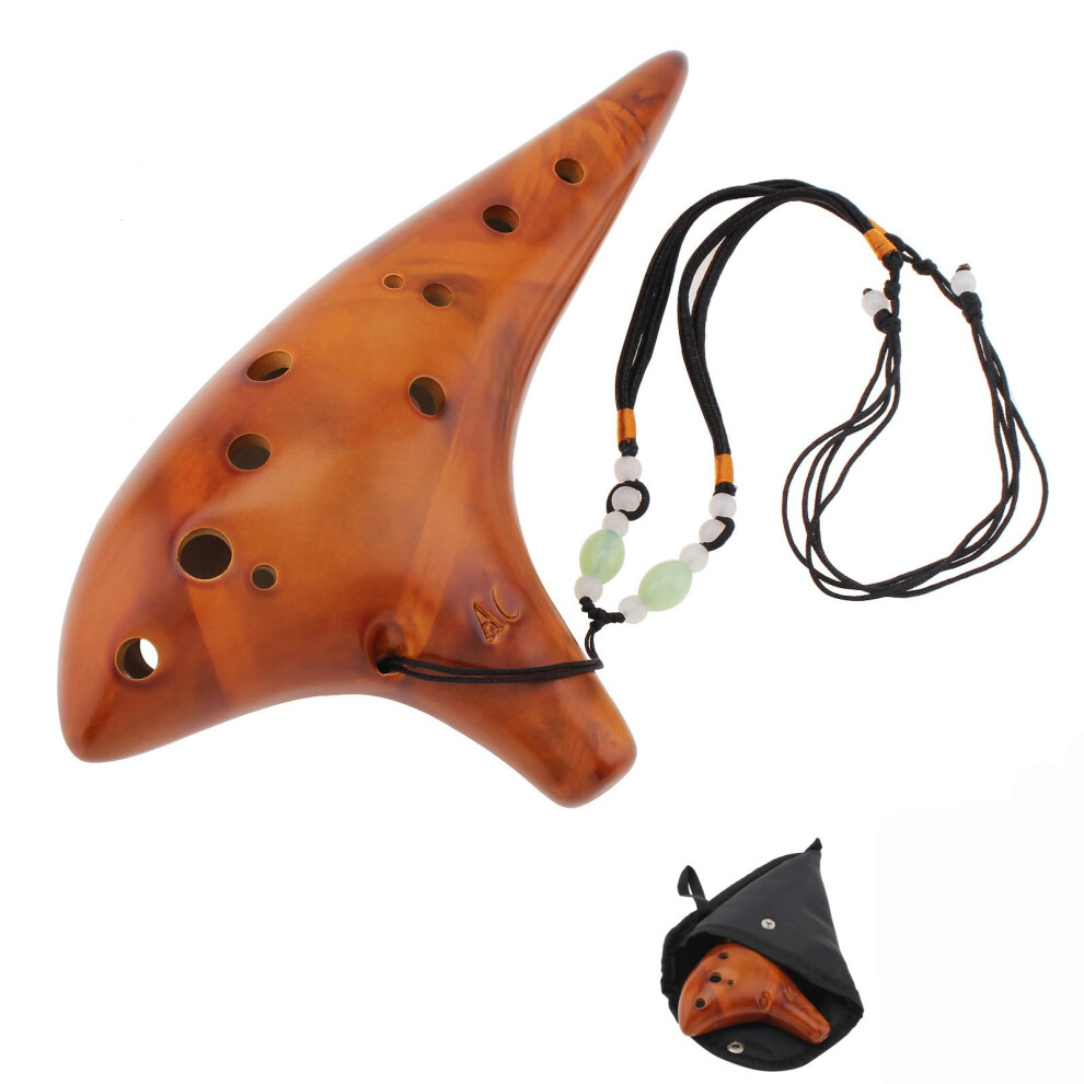 Remagic 12 Hole Tone C Ceramic Ocarina, Alto Ocarina Classic Straw Fire Master
