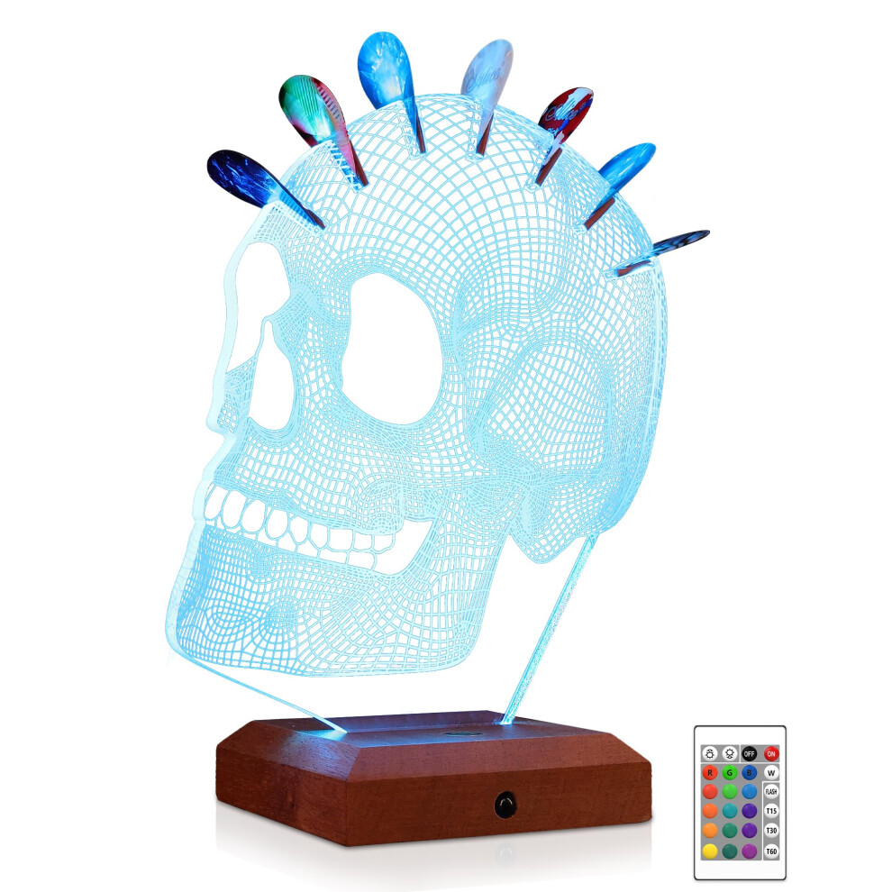 Coolgift Mart Light Up Guitar Pick Holder, Acrylic Wooden Skull Pick H