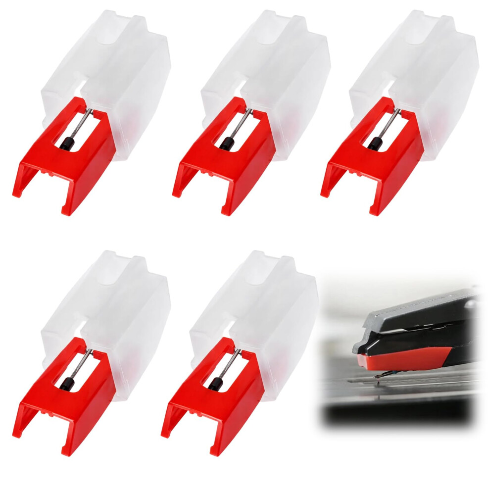 Niusility 5Pcs Record Player Needle Replacement, Universal Diamond Turntable Nee