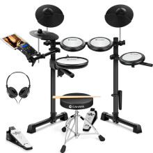 CAHAYA Electric Drum Set Kit - Portable Electronic Drum with Quiet Mesh 8" Dual Zone Snare 350 Sounds 25 Drum Kits and USB/MIDI Compatibility and Hea