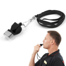 Referee Whistle with Cushioned Mouth Grip & Elastic Lanyard Ultra-Loud Football