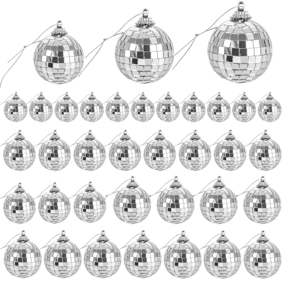 Lbxtswpl Mirror Disco Ball, 36Pcs Silver Glitter Ball, 3 Sizes Mini Disco Balls