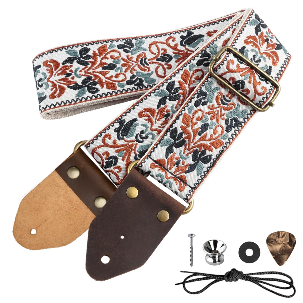 Photos - Guitar Strap Nylon Adjustable  with Leather Ends Checkerboard Pattern S