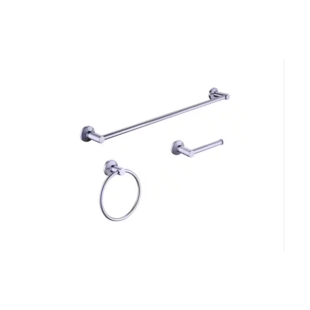 Glacier Bay Dorind 3-Piece Bath Hardware Set With 24 In. Towel Bar Towel Ring And Tp Holder In Chrome 7433121325364