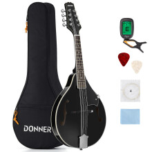 Donner Mandolin Instrument Black Mandolin Instrument Set for Beginner Adult Maho