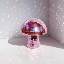 Tapufitil Mushroom Disco Ball Decoration, Mirror Tile Mushroom Figurine in Retro Disco Style, 10x12cm Table Ornament with Light Reflection, Party & L
