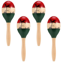 MOUYAT 4 Pcs Maracas Instrument, 10 Inch Wooden Maracas, Full Size Painted Percussion Shakers Musical Instrument Maracas for Homes, Parties, Concerts