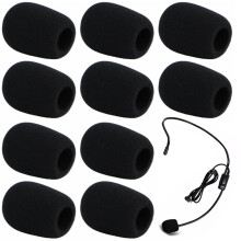 10Pcs Headset Microphone Foam Cover,Microphone Cover Foam,82230mm(Black)