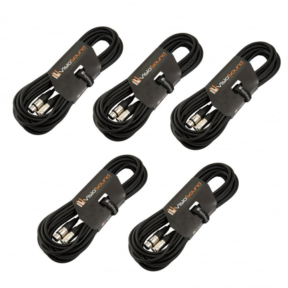 Visiosound 5 X 10M Male To Female Xlr Mic Leads/Balanced Microphone Ca