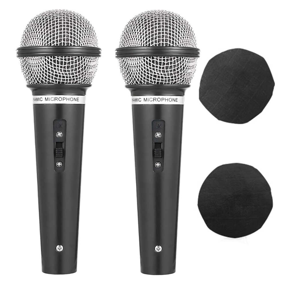 Moxychrony 2 Pcs Toy Microphones + 2 Mic Covers - Authentic Fake Microphone Props