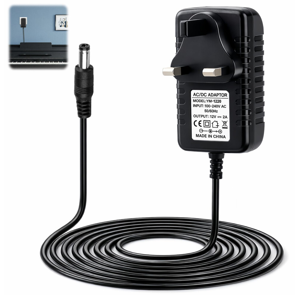 Fofuo 12V Power Adapter For Yamaha Keyboard Dc/Ac 12V 2A Electronic Piano Co
