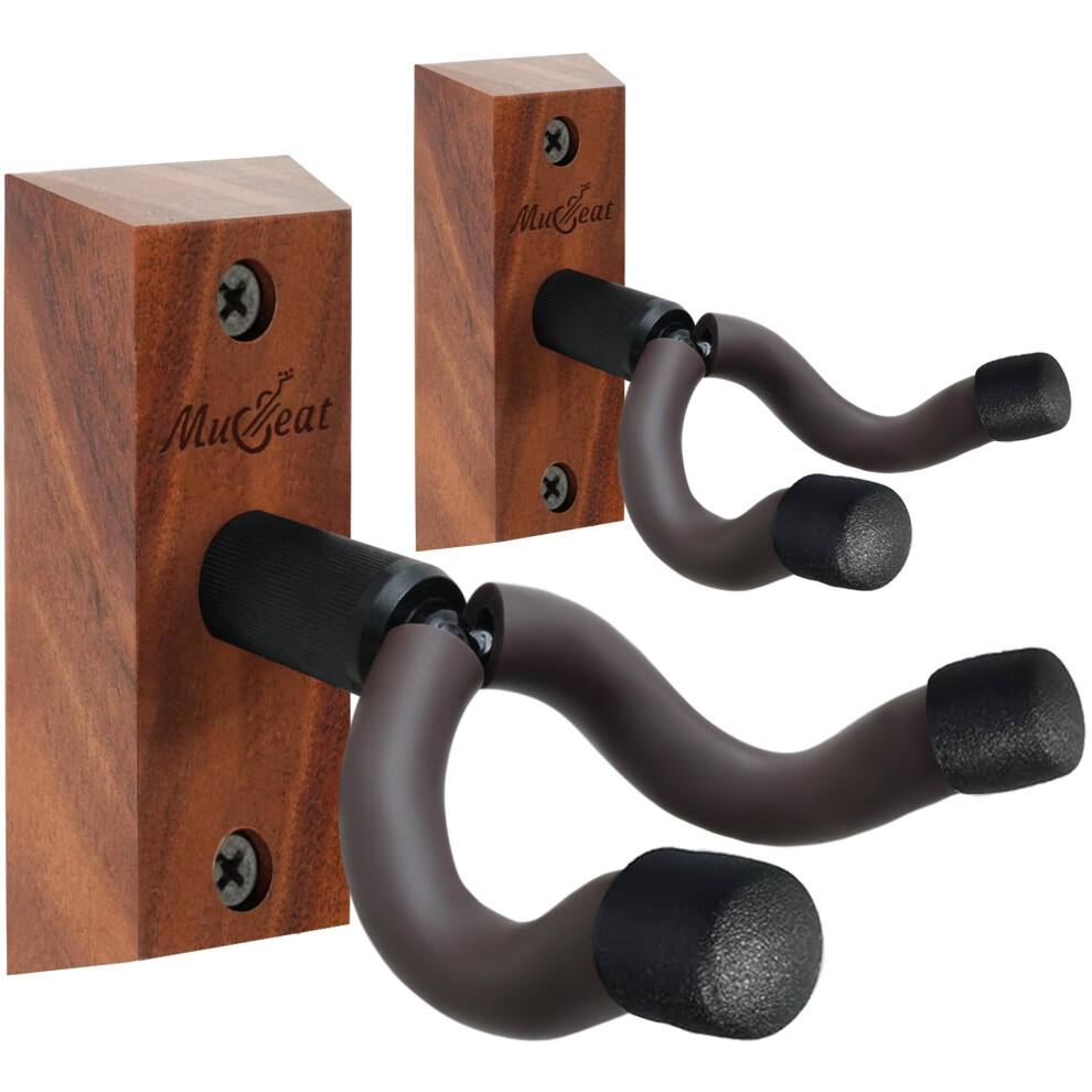 Musbeat Guitar Wall Mount, Black Walnut Wood Guitar Wall Hanger, U-Sha