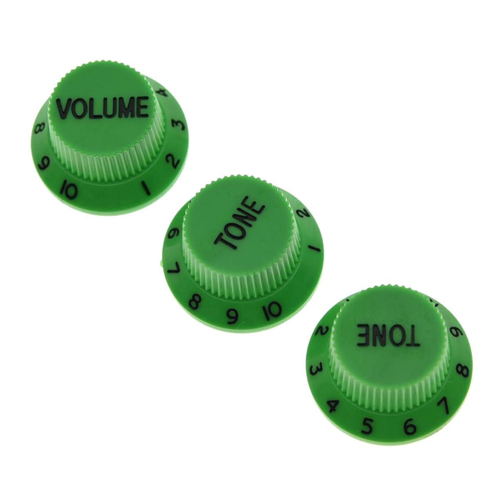 Kaish Set Of 3 Green W/Black Number St Strat Style Guitar Knob Volume
