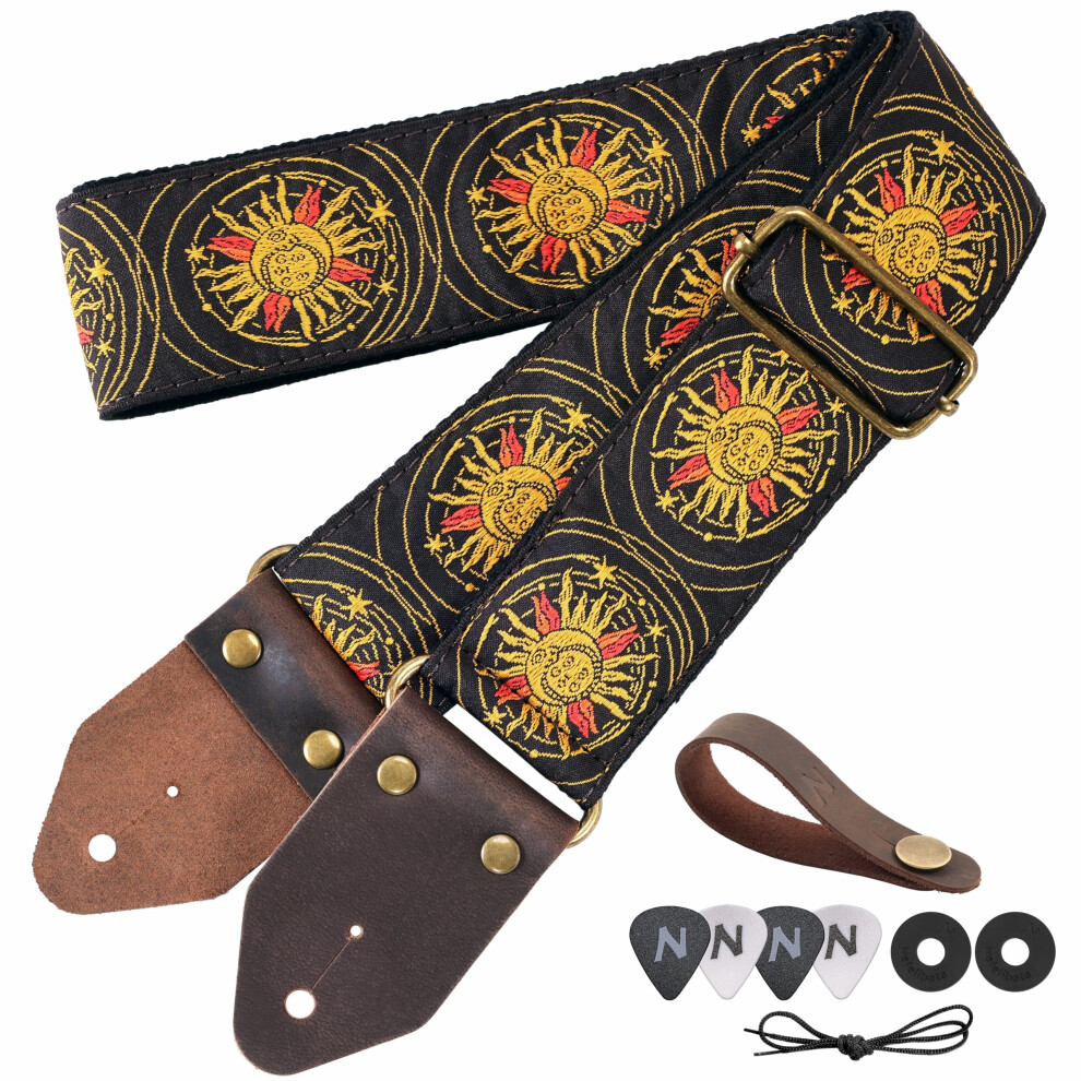 Nefelibata Guitar Strap,Jacquard Embroidery Cotton Guitar Straps With