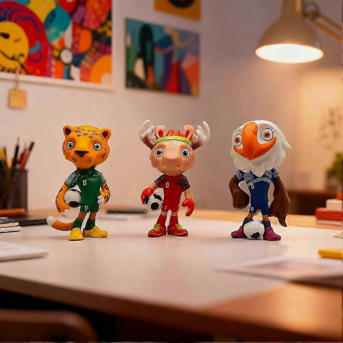 (3pcs Set) 2026 FIFA World Cup Mascot Statues / Figurines Decor 1