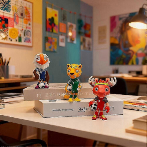 (3pcs Set) 2026 FIFA World Cup Mascot Statues / Figurines Decor 2