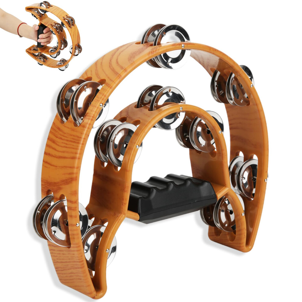 Agatige Double Row Tambourine, Handheld Musical Percussion Tambourines With Er