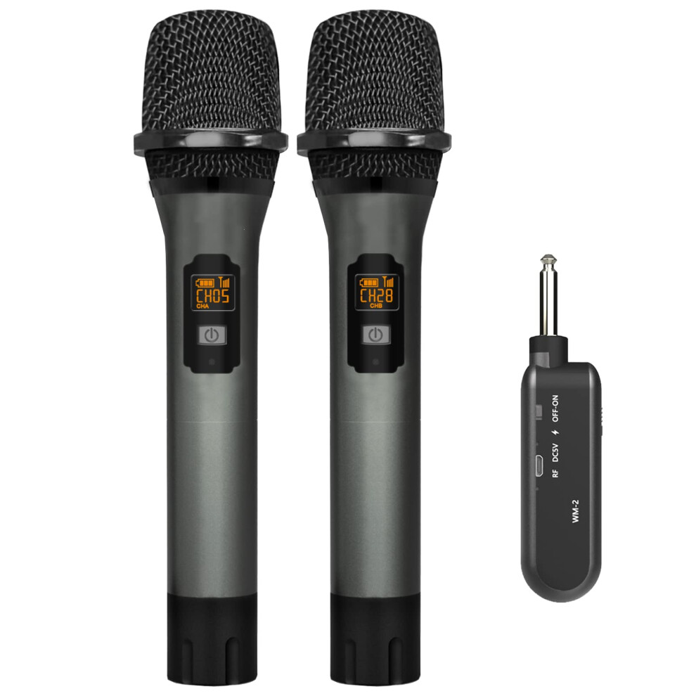 Vegue Wireless Microphone, Uhf Cordless Dual Handheld Dynamic Mic Set