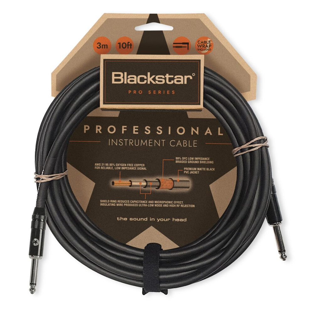 Blackstar 3M (10Ft) Pro Series Instrument Cable Straight ¼” Jack To St