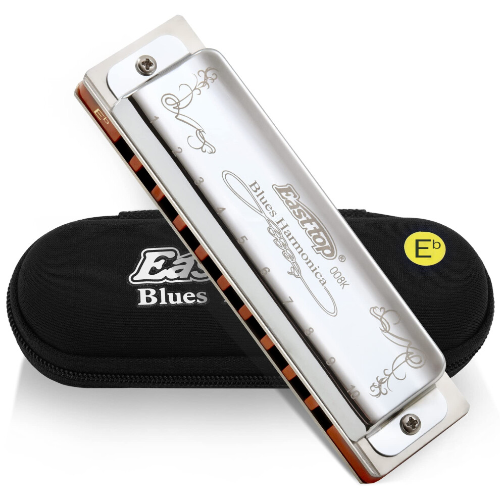 East Top Diatonic Harmonica Key Of Eb, Mouth Organ 10 Holes 008K With