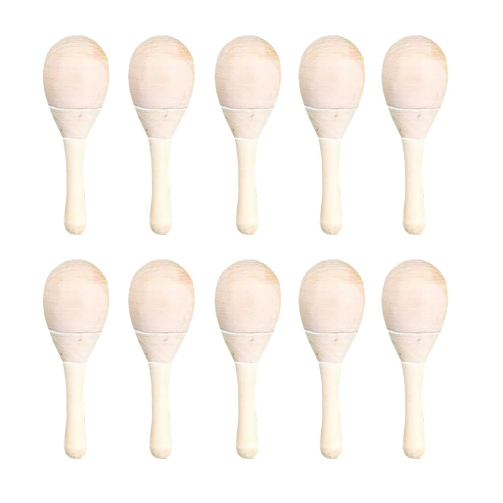Jihuoo 10 Pcs Small Wooden Maracas Hand Percussion Rattles Unfinished