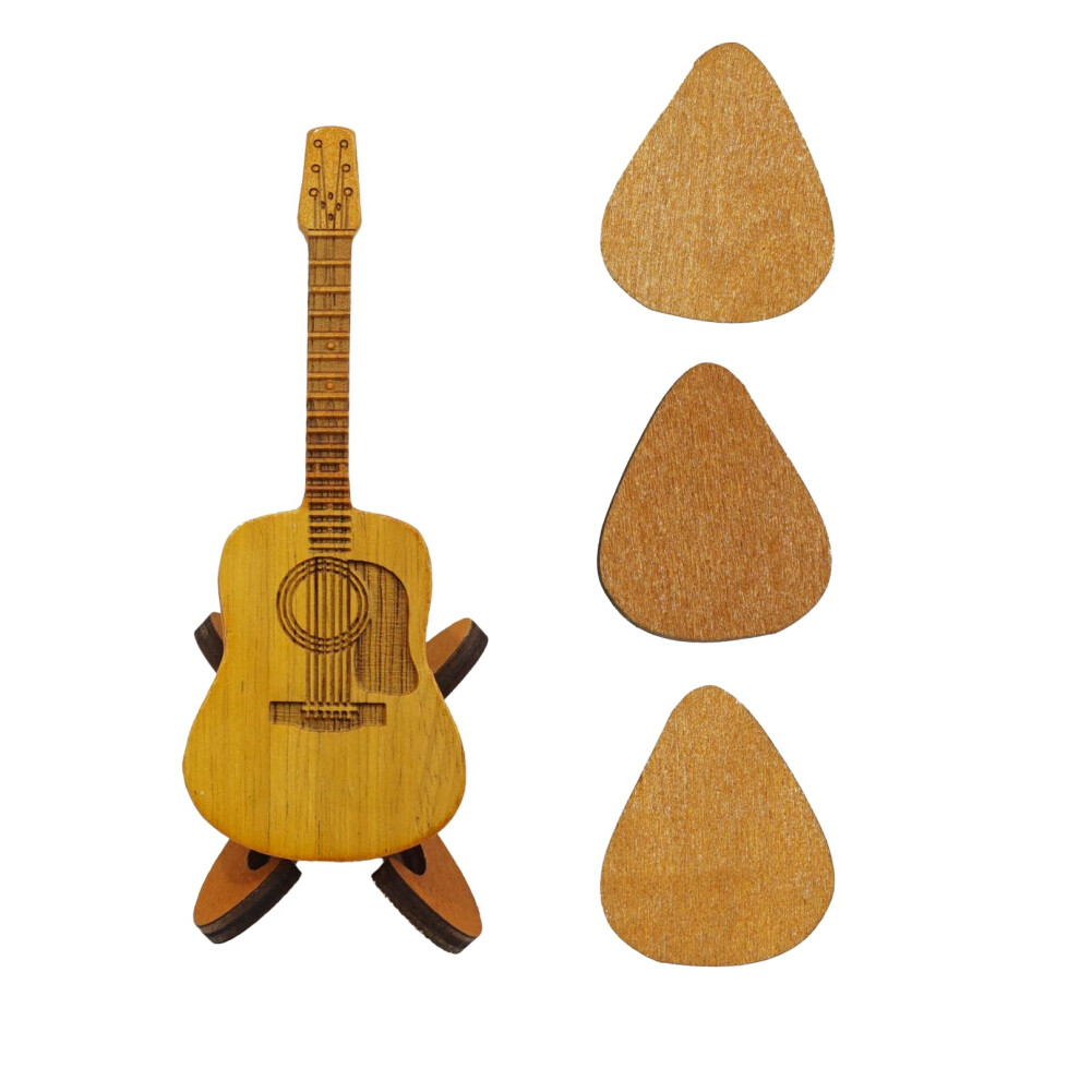 Dashengkui Wooden Acoustic Guitar Pick Storage Box With 3 Custom Plectrums And Di