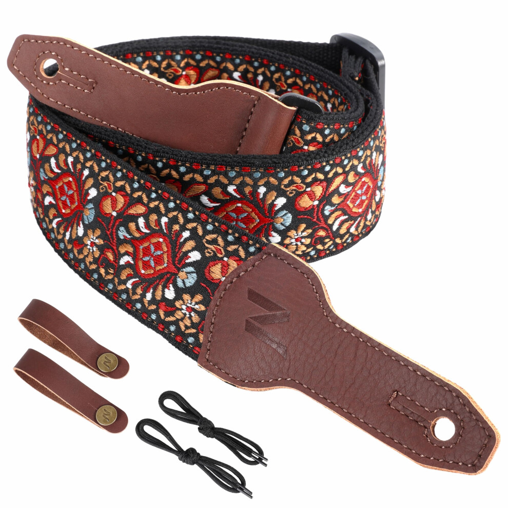 Nefelibata Banjo Strap, 2"Wide Full Grain Cowhide Guitar Strap Adjusta